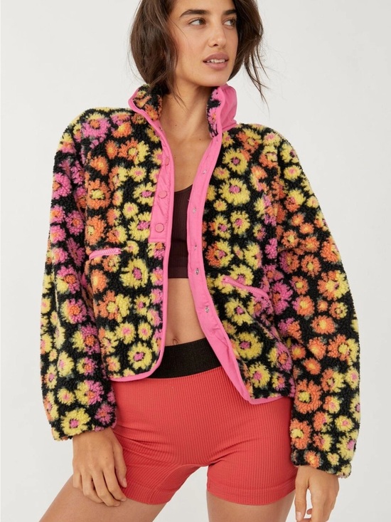 Free People Jackets & Blazers - Free People Movement Hit the Slopes Floral Print Fleece Jacket Size Small